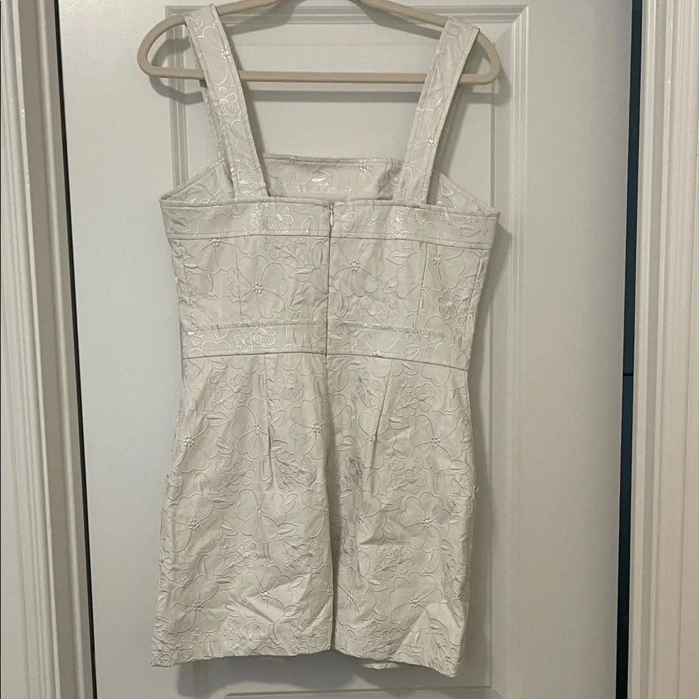 Amanda Uprichard Vegan Leather White Floral Embroidered Dress, Size Medium, EUC - Picture 10 of 11